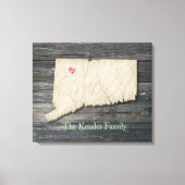 Connecticut Staat Omtrek Canvas Print (Voorkant)