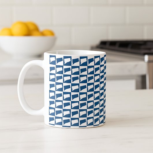 Connecticut staat silhouet patroon in blauw wit koffiemok