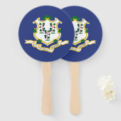 Connecticut Staatsvlag Handwaaier (Voorkant en achterkant)