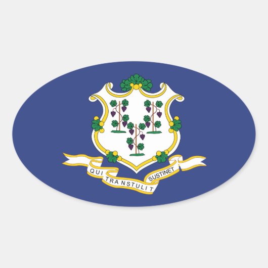 Connecticut Staatsvlag Ovale Sticker (Voorkant)