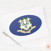 Connecticut Staatsvlag Ovale Sticker (Envelop)