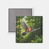 Connecticut Staatsvogel Amerikaanse Roodborst Magneet (Voorkant / Achterkant)