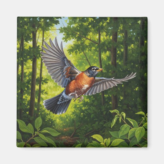Connecticut Staatsvogel Amerikaanse Roodborst Magneet (Voorkant)