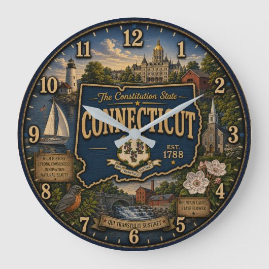 Connecticut State Constitution State Map Landmark Grote Klok (Voorkant)