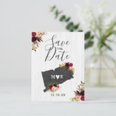 Connecticut State Destination Rustic Bewaar de dat Aankondigingskaart (Staand voorkant)