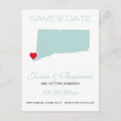 Connecticut State Map De datum opslaan Aankondigingskaart (Voorkant)