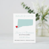 Connecticut State Map De datum opslaan Aankondigingskaart (Staand voorkant)