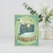 Connecticut State Map - groen Briefkaart (Staand voorkant)