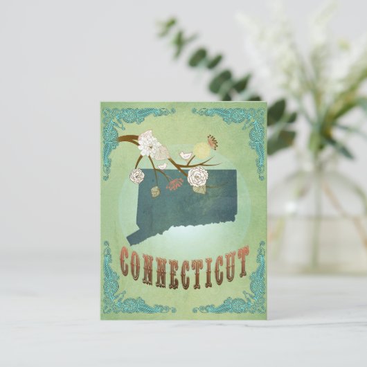 Connecticut State Map - groen Briefkaart (Staand voorkant)