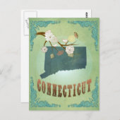 Connecticut State Map - groen Briefkaart (Voorkant / Achterkant)