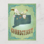 Connecticut State Map - groen Briefkaart (Voorkant)