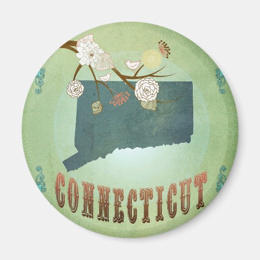 Connecticut State Map - groen Magneet (Voorkant)