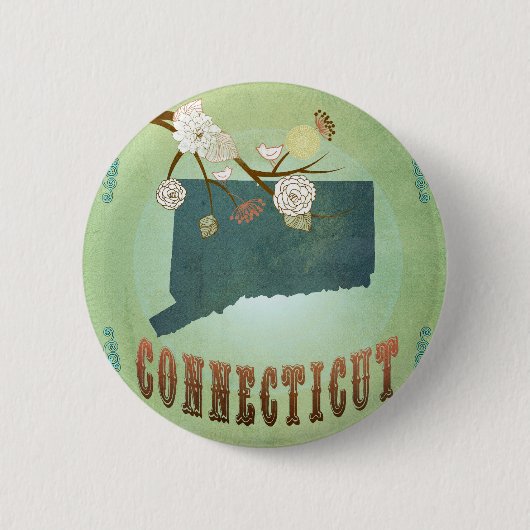Connecticut State Map - groen Ronde Button 5,7 Cm (Voorkant)