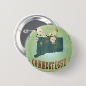 Connecticut State Map - groen Ronde Button 5,7 Cm (Voorkant /achterkant)