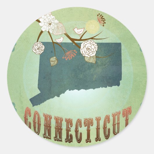 Connecticut State Map - groen Ronde Sticker (Voorkant)