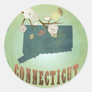 Connecticut State Map - groen Ronde Sticker
