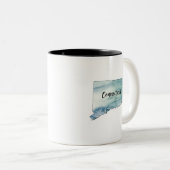 Connecticut State Map Waterverf Tweekleurige Koffiemok (Voorkant rechts)