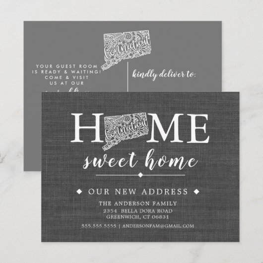 CONNECTICUT State Moving Announcement Post Kaart (Voorkant / Achterkant)