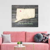 Connecticut State Outline Canvas Print (Insitu (Woonkamer))