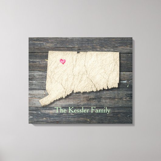 Connecticut State Outline Canvas Print (Voorkant)