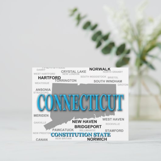 Connecticut State Pride Map Silhouette Briefkaart (Staand voorkant)