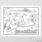 Connecticut State Shape and Facts Kleurplaat Flyer (Voorkant)