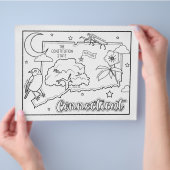 Connecticut State Shape and Facts Kleurplaat Flyer (Hand)