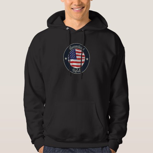 Connecticut State Souvenir Retro Graphic Hoodie (Voorkant)