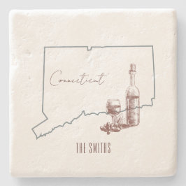 Connecticut State wijnfles Stenen Onderzetter