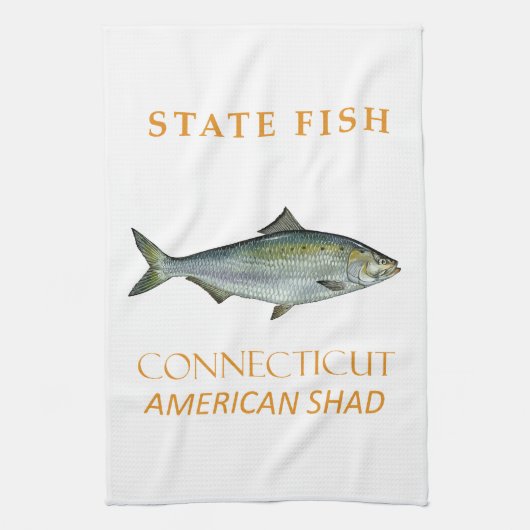 Connecticut Territory Fish The Amerikaanse Elft Theedoek (Verticaal)