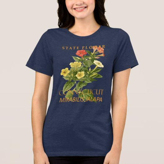 Connecticut Territory Flower Mirabilis jalapa Tri-Blend Shirt (Voorkant)