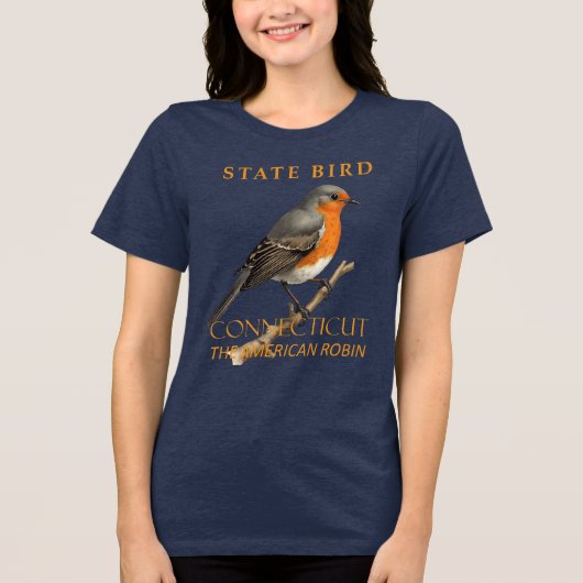 Connecticut Territory Vogel De Turdus Migratorious Tri-Blend Shirt (Voorkant)