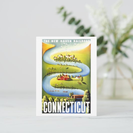  Connecticut Travel Poster Briefkaart (Staand voorkant)
