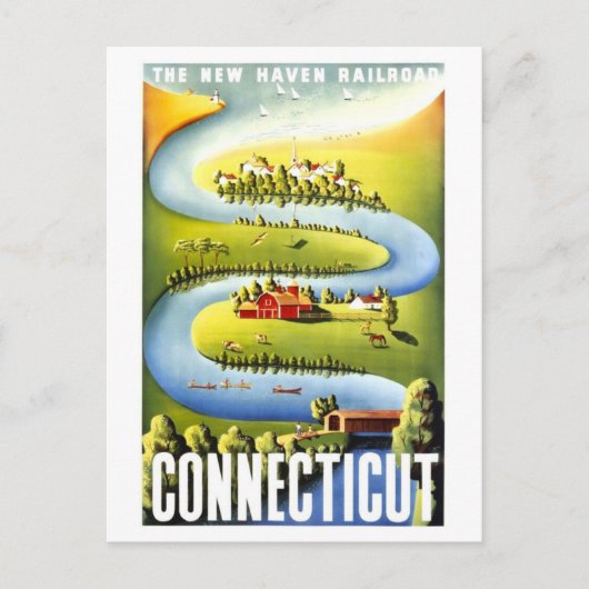  Connecticut Travel Poster Briefkaart (Voorkant)