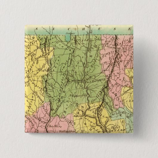 Connecticut US Vierkante Button 5,1 Cm (Voorkant)