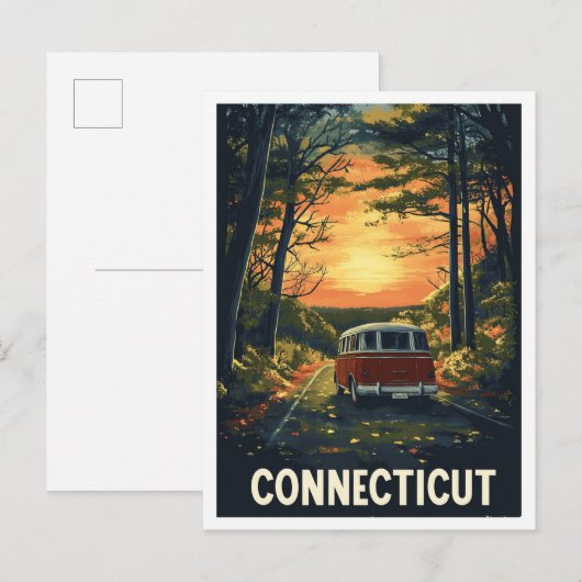 Connecticut USA Art Vintage Travel Briefkaart (Voorkant / Achterkant)