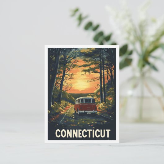 Connecticut USA Art Vintage Travel Briefkaart (Staand voorkant)