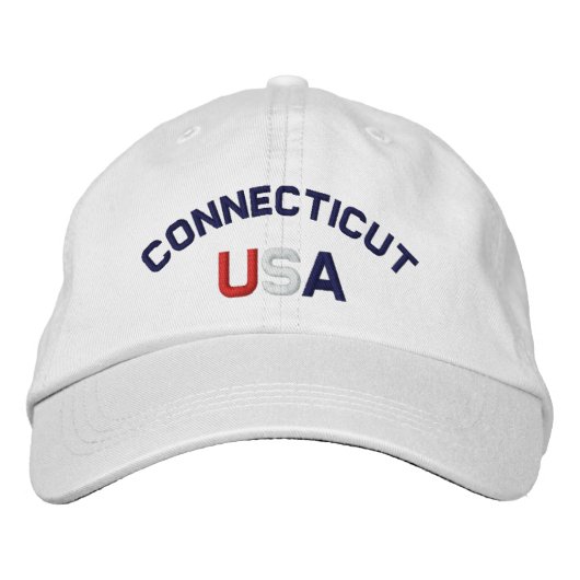 Connecticut USA Embroing White Pet (Voorkant)