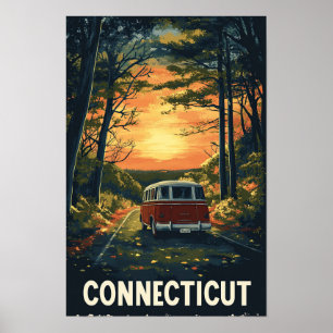 Connecticut USA Kunst Vintage Reizen Poster