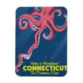 Connecticut USA Octopus vintage reisposter Magneet (Verticaal)