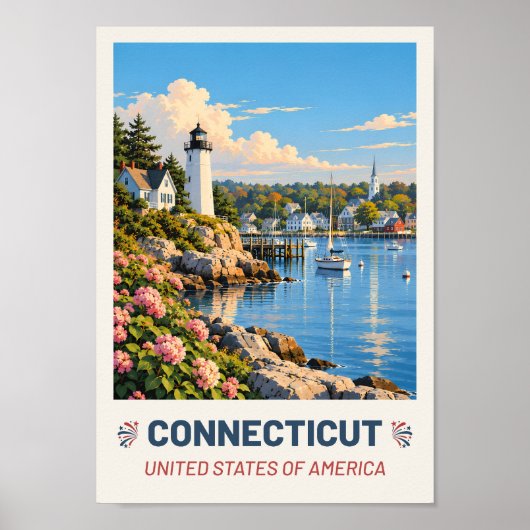 Connecticut USA – Oude Reisposter Poster (Voorkant)