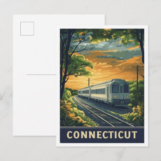Connecticut USA Vintage Illustration Travel Briefkaart (Voorkant / Achterkant)