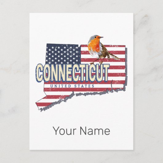 Connecticut Verenigde Staten retro state kaart  (Voorkant)