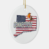 Connecticut Verenigde Staten retro state kaart  Keramisch Ornament (Rechts)