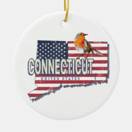 Connecticut Verenigde Staten retro state kaart  Keramisch Ornament