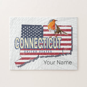 Connecticut Verenigde Staten retro state kaart  Legpuzzel