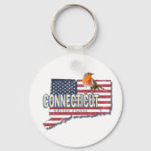 Connecticut Verenigde Staten retro state kaart  Sleutelhanger (Voorkant)