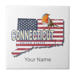 Connecticut Verenigde Staten retro state kaart  Tegeltje