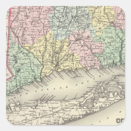 Connecticut Vierkante Sticker (Voorkant)