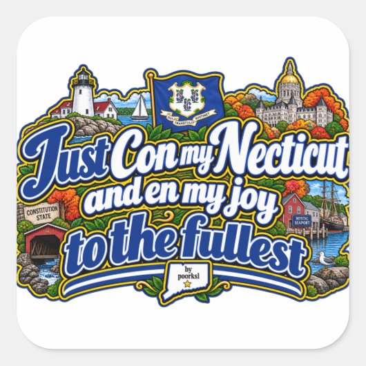 Connecticut vierkante sticker (Voorkant)